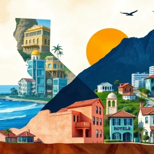 Illustration depicting California's business climate complexities