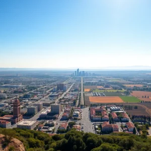 Aerial view of California showcasing its urban and rural business environment.