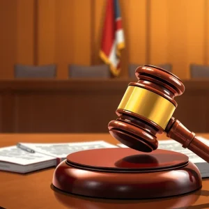 Courtroom scene emphasizing justice for child safety