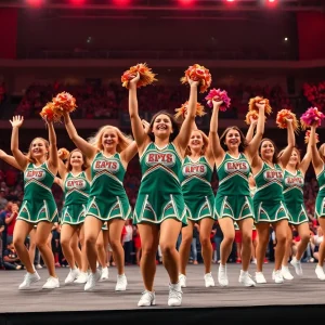 Organ Mountain High School cheer squad celebrating their national victory