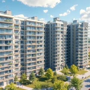 Rendering of SDSU's new high-rise housing development