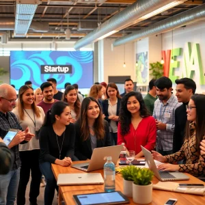 Diverse entrepreneurs collaborating in a startup environment in Southern California.