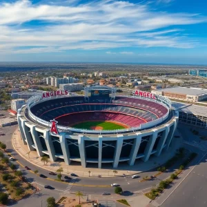 Aerial view of Angel Stadium in Anaheim