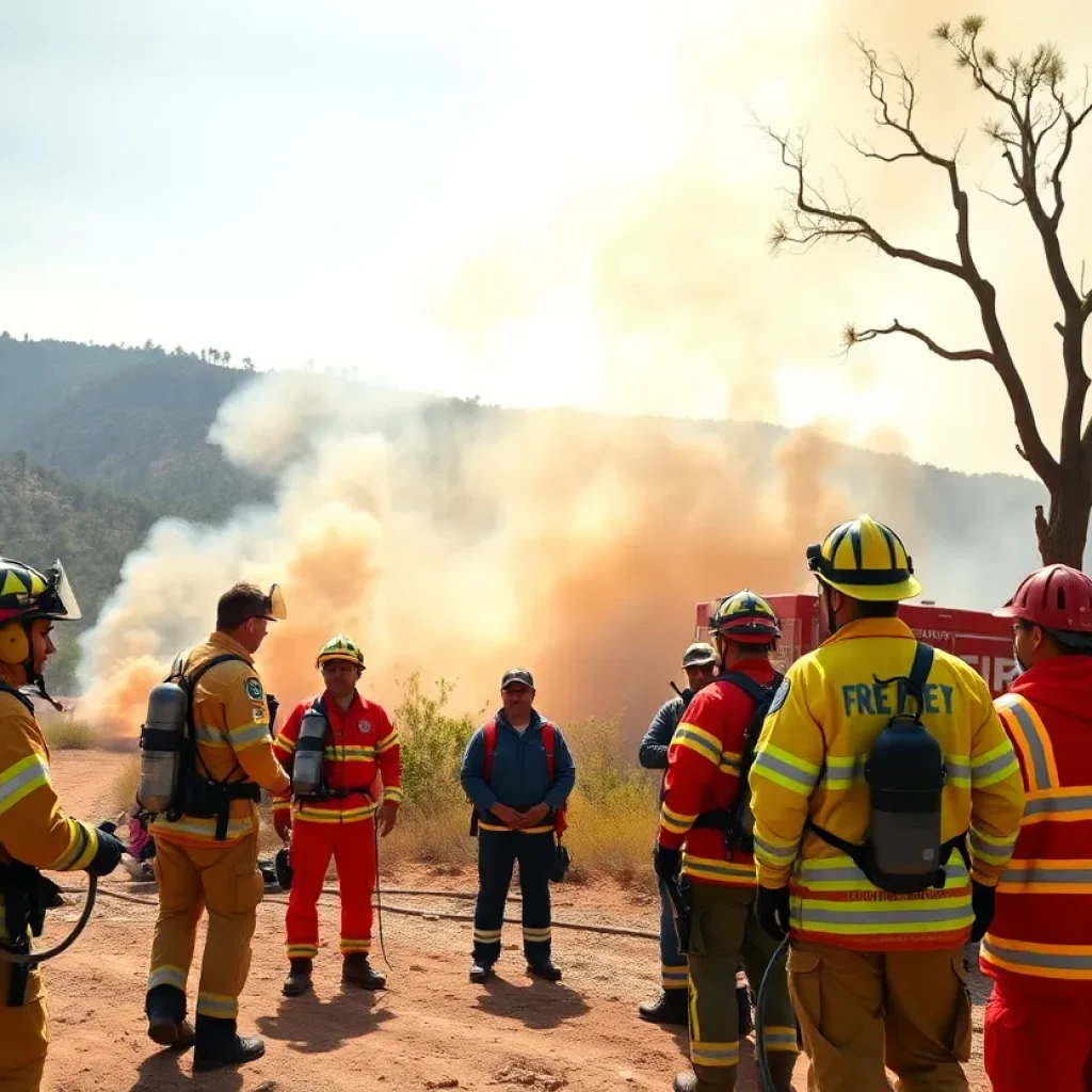 Emergency response teams working in California during wildfire operations