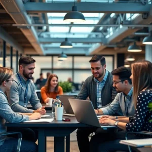 California employees working in a modern office environment