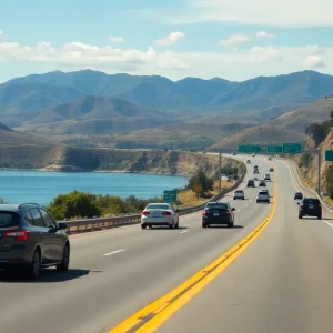 Scenic California highway with cars ready for a road trip
