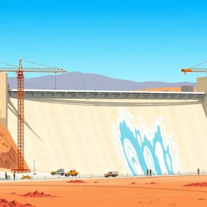 Construction site for a water reservoir in California