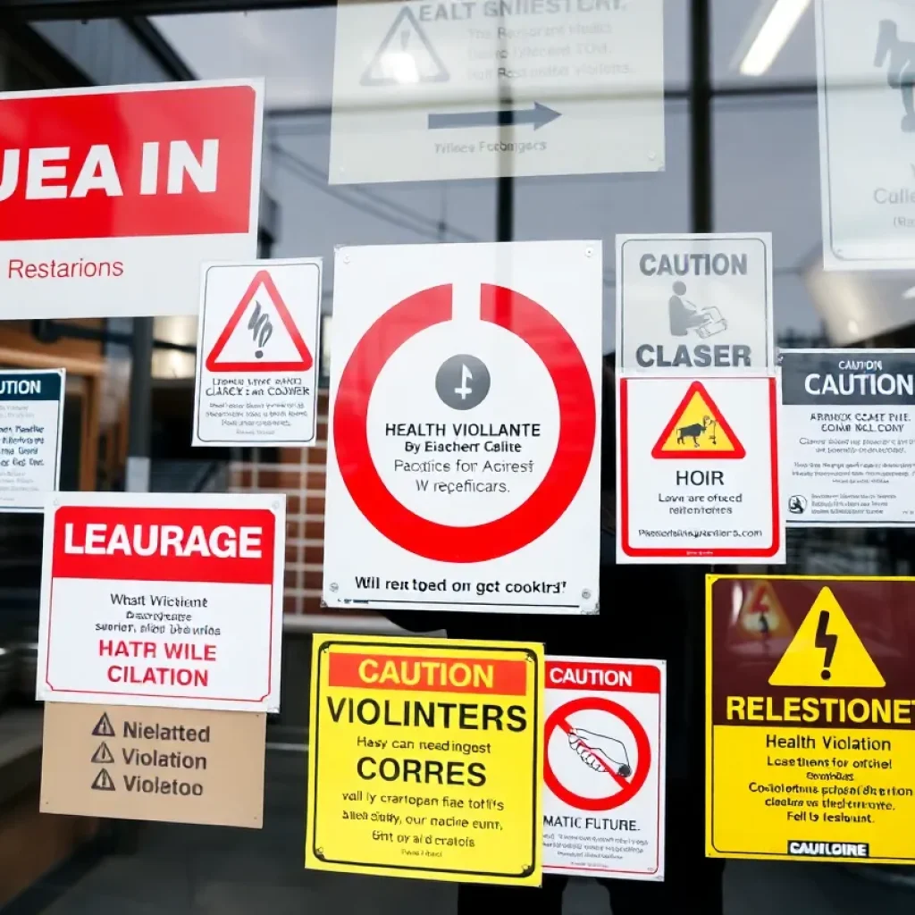 Closure signs on restaurants in Orange County due to health violations