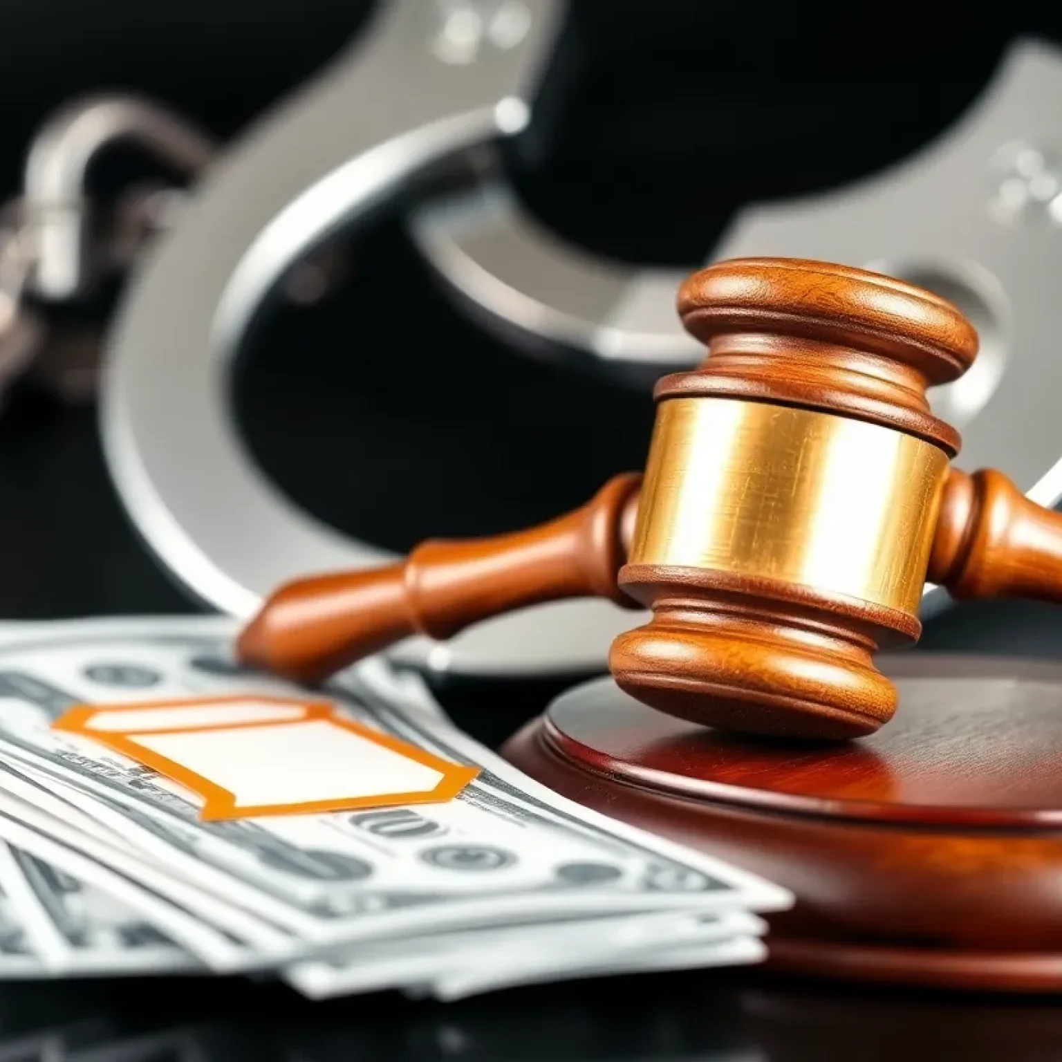 Symbolic illustration of financial fraud and justice