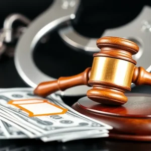 Symbolic illustration of financial fraud and justice