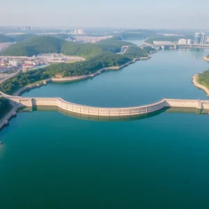 City reservoir representing Fullerton's water management efforts.