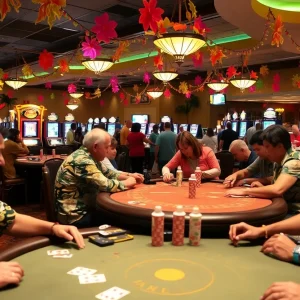 Players enjoying card games at a Hawaiian Gardens casino