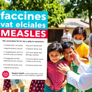 Public health poster about measles vaccination