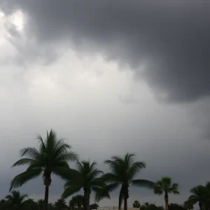 Stormy weather with rain showers in Orange County