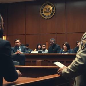 Courtroom depicting ongoing discussions about jail reform and community activism in Orange County.