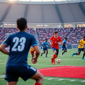 Dynamic sports competition scene showing diversity and inclusion