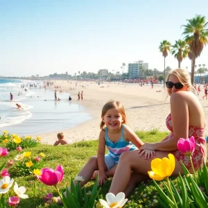 Families enjoying spring break in Anaheim