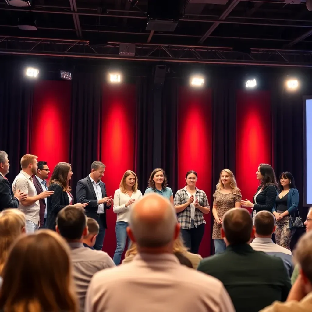 TEDx Fullerton event showcasing diverse speakers on stage