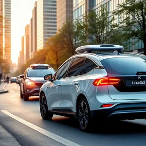 Sleek Tesla vehicles in a ride-hailing service setting