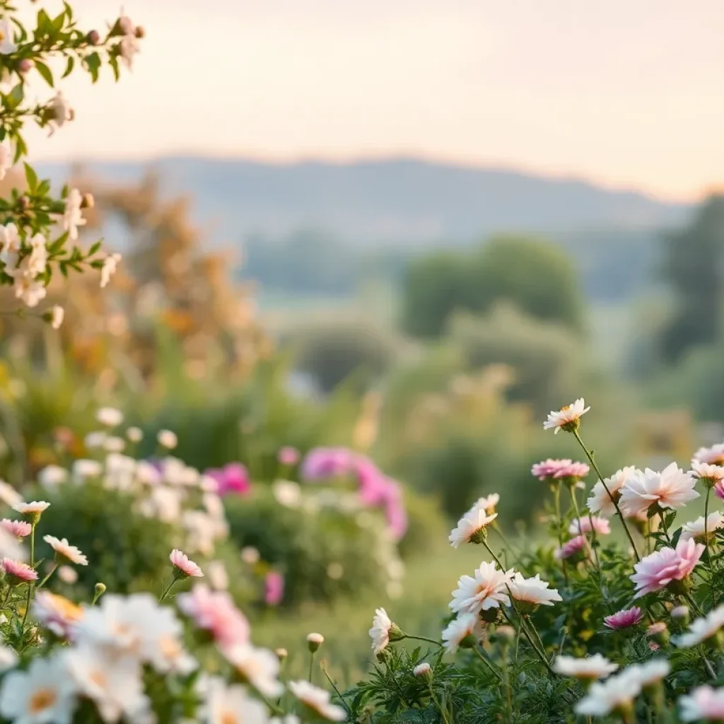Peaceful garden flowers symbolizing love and remembrance