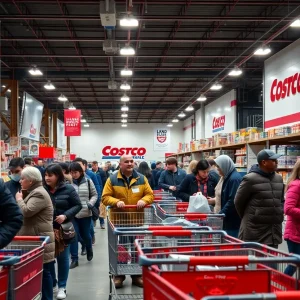 Costco store interior with shoppers and merchandise