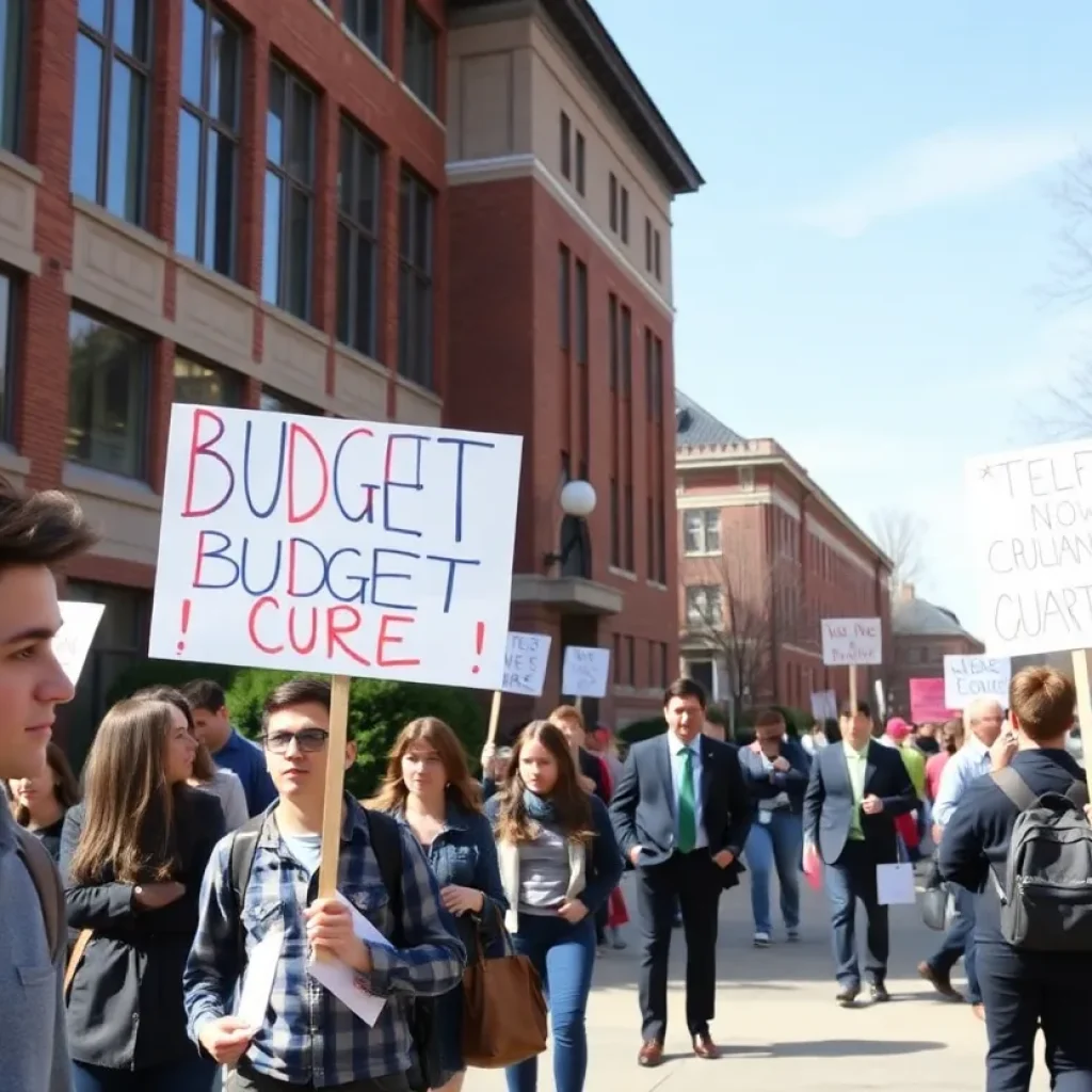 Students and faculty protesting on University of California campus