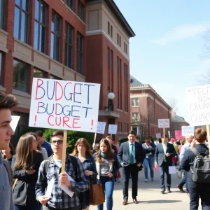 Students and faculty protesting on University of California campus