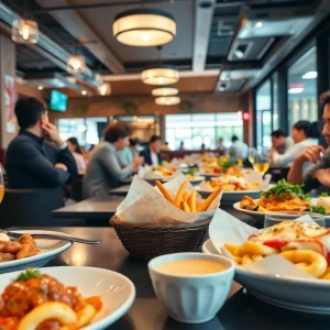 Guests enjoying food at Westwood Coast in Costa Mesa