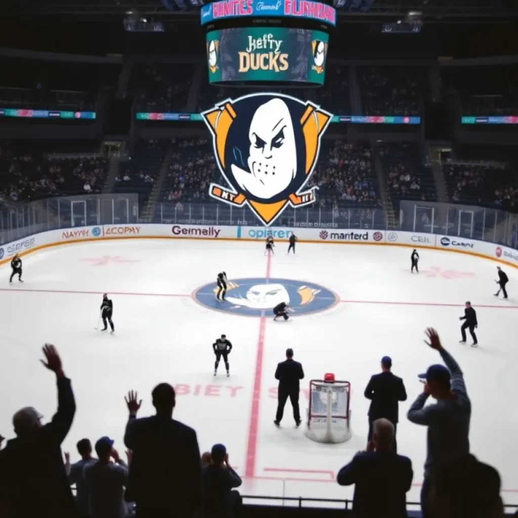 Anaheim Ducks ice rink during practice session