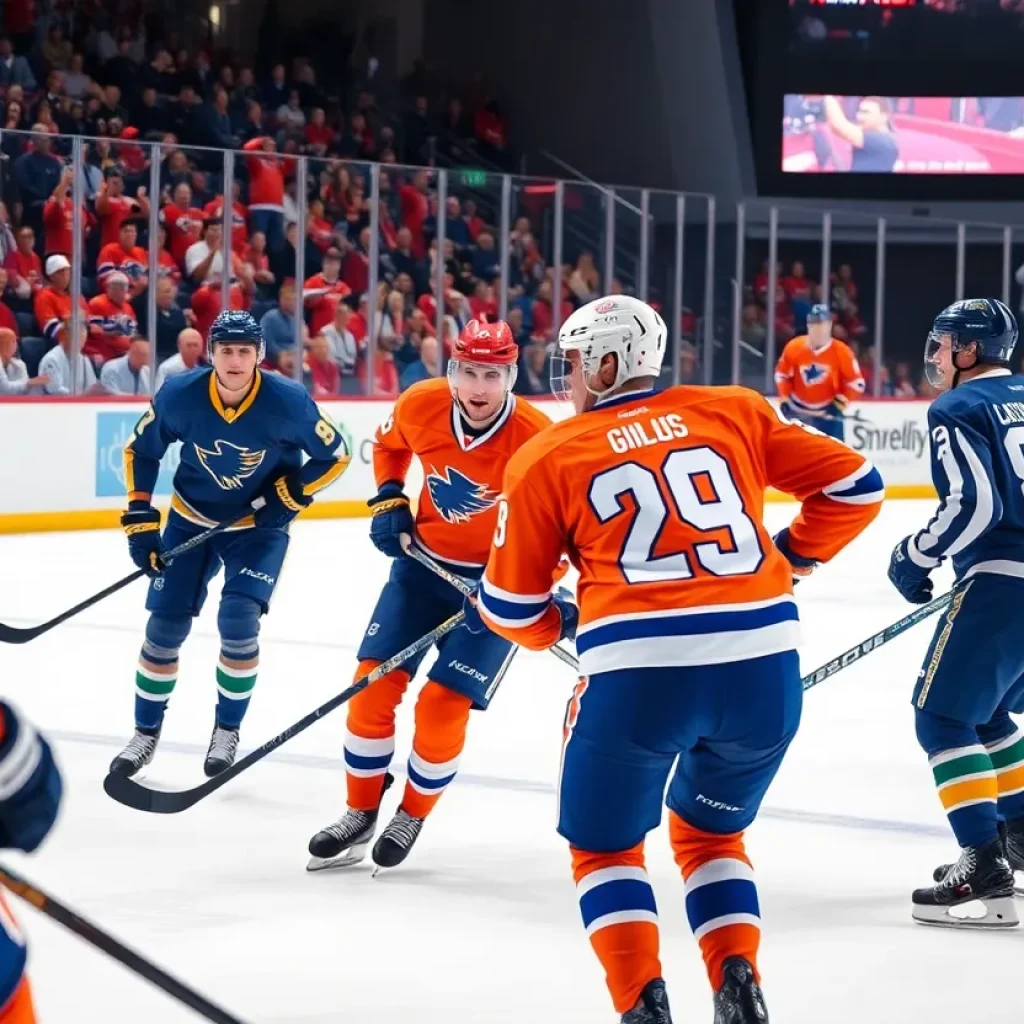 Anaheim Ducks players celebrating during a game.