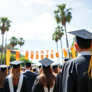 Graduation ceremony in Beverly Hills with students celebrating