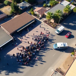 Aerial view showing the impact of a 5.2-magnitude earthquake in Julian, California.