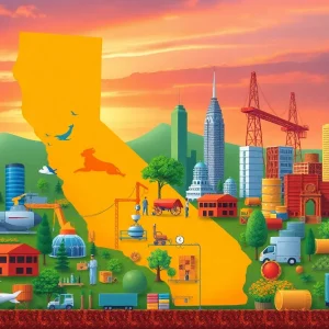 Visual representation of California's economy showcasing industry and innovation.