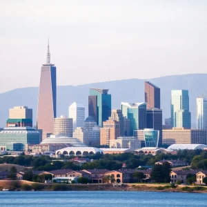 A panoramic view of California's skyline representing economic advancement.