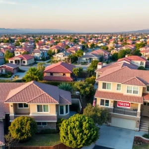 Suburban California neighborhood with various homes