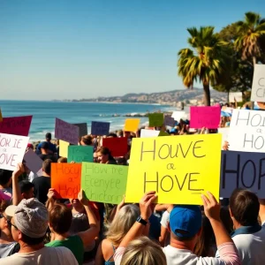 Rally in California supporting a new political change