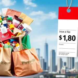 Shopping bags and price tags representing California sales tax increase.