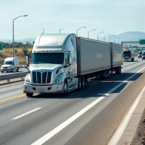 Self-driving heavy-duty trucks on a California highway
