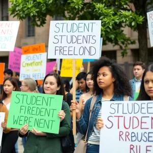 Students protesting for higher education rights at California universities
