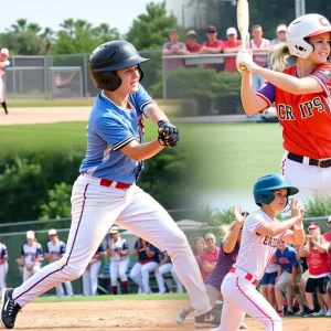 High school baseball and softball players in action during a thrilling game