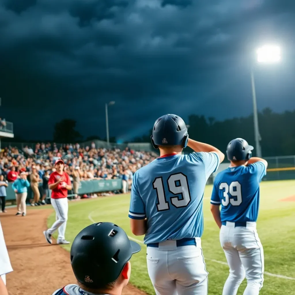 Fans celebrating during the Long Beach Lakers baseball game at Angel Stadium