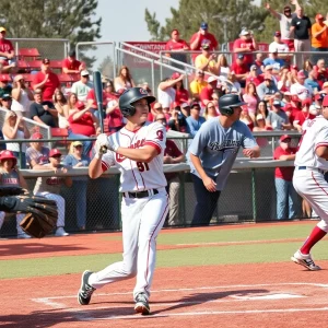 Long Beach State baseball players competing in a thrilling game