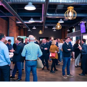 HVAC professionals networking at Navien's Roadshow in Brewery X, Anaheim