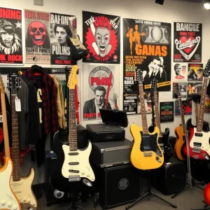 Display of punk rock artifacts at the Fullerton Museum Center