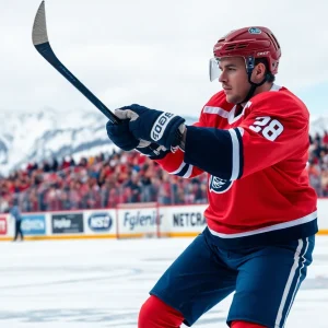 Ice hockey player exhibiting strength and leadership on the rink
