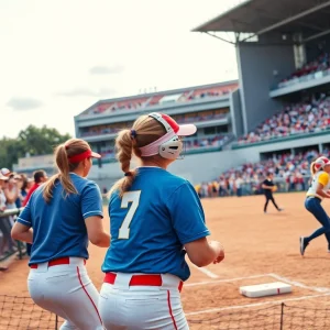 San Diego State Aztecs softball team celebrating a victory