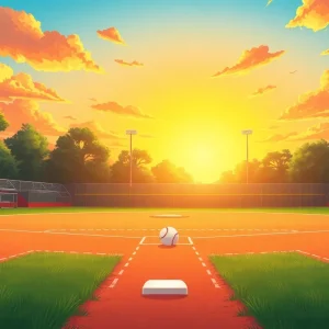 Softball field at sunset representing youth sports and ambition.