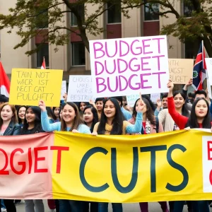 Students and faculty protest against California State University budget cuts