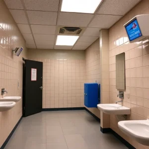 Innovative vape detectors installed in a high school restroom