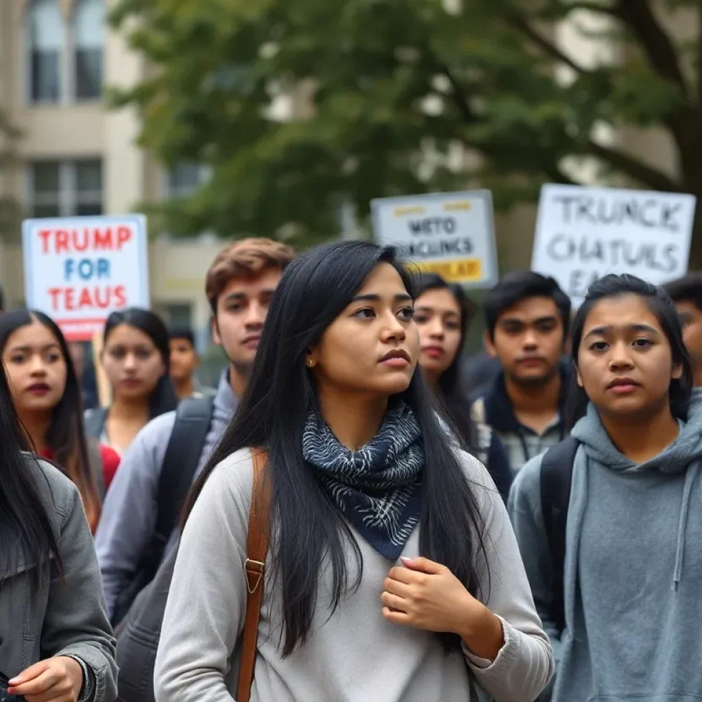 International students protesting against visa revocations on campus